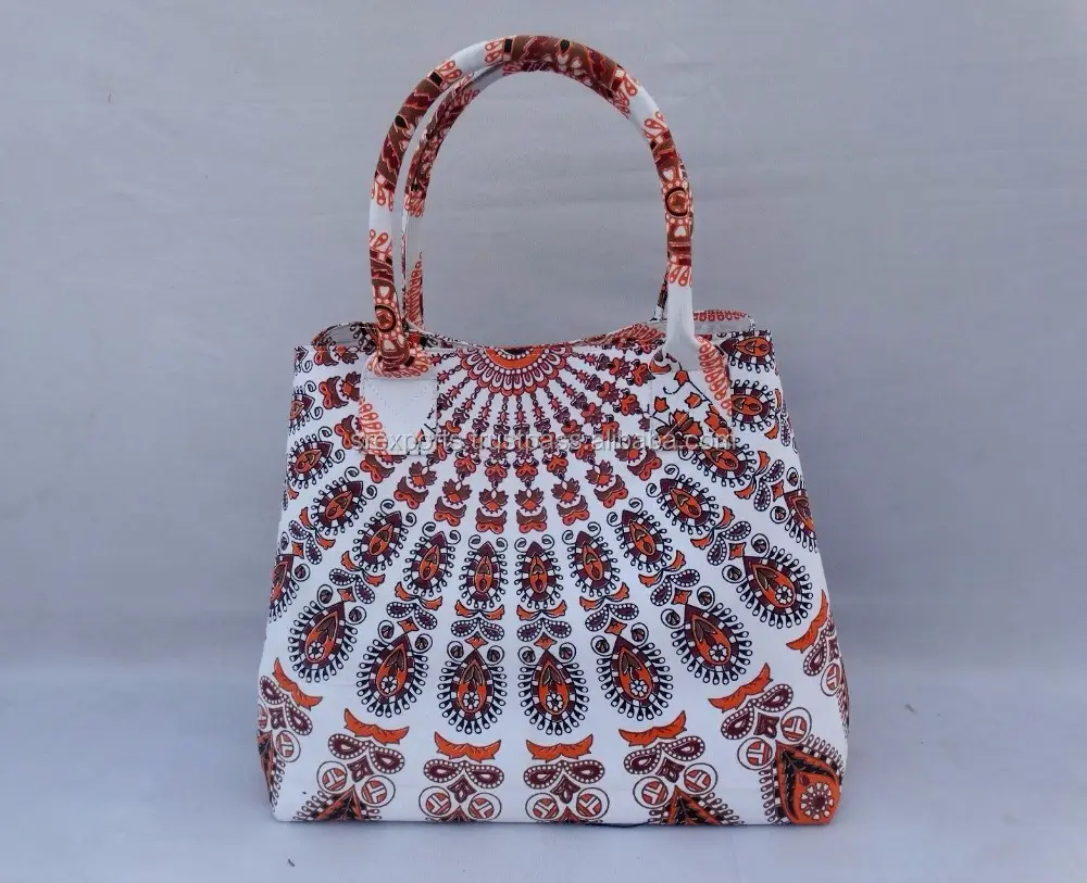 Handmade indiano mandala imprimir sacola mulheres ombro mão transportar compras bolsa sacos