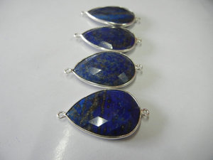 Conectores de piedra de moda unisex chapado en oro y Rodio, accesorios de joyería de piedras preciosas de lapislázuli de plata esterlina para regalo de fiesta de hombres - Product Image 4