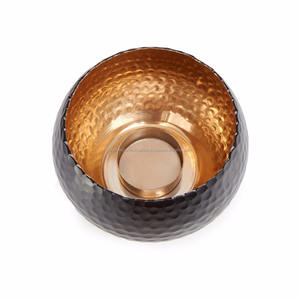 Elegant Design Metal Candle Jar Decorated Iron <b>Hammered</b> Black Round Candle Votive for Home & Christmas Decoration - Product Image 2