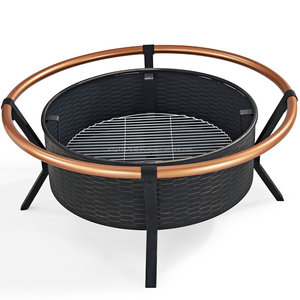 เตาไฟกลางแจ้งทำจากสแตนเลสสีดำและแหวนทองแดงสำหรับฟืนเชื้อเพลิงสำหรับตั้งแคมป์ในลานสวน - Product Image 3