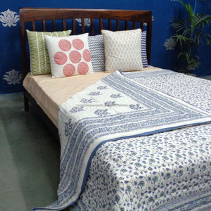 Venta directa de fábrica del fabricante indio, el mejor precio, Floral Booti, bloque de mano impreso, algodón orgánico, edredón tamaño Queen, gran oferta - Product Image 5