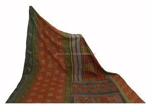 Queen Size Vintage Kantha Quilts Couverture Kantha Patchwork Réversible - Product Image 5