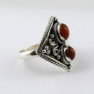 ยอดเยี่ยมรูปไข่แฟนซีรูปร่าง Carnelian 925แหวนเงินสเตอร์ลิง925ผู้ส่งออกและผู้ค้าส่ง925อินเดียเครื่องประดับเงิน - Product Image 1