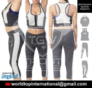 Jersey Spandex Katun Pakaian Yoga/Legging Yoga Wanita/Set Yoga Seksi Celana dan Atasan Wanita