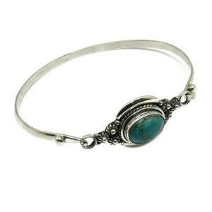 Bracelet Bohème Chrétien Plaqué Argent avec Turquoise pour Danse, Bijou Unisexe du Rajasthan – Grande Vente - Product Image 3