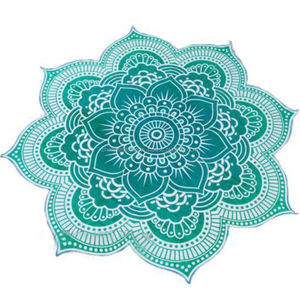 Green Lotus Mandala Round Beach Throw <b>Blanket</b> Printed Roundie Mandala Towel for Living Room Wall Hanging Picnic Table Decor - Product Image 5
