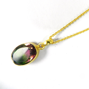 Juego de bisel de piedras preciosas de doble Color, colgante chapado en oro de 18k para hacer collar, pulsera, joyería de moda IG2861 - Product Image 4