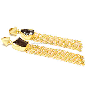 Raw Rough Amethyst With Multiple Tassels Below Vintage <b>Beautiful</b> <b>Earring</b> - Product Image 2