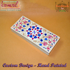 Cajas de recuerdos de madera pintadas a medida rectangulares artesanales de la India, venta al por mayor, joyero de madera, caja de madera decorativa - Product Image 3