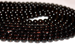 Rudra Gems ลูกปัดควอทซ์สีควันเรียบ8มม. เคลือบด้วยขี้ผึ้งอัญมณีสีแดง/น้ำตาล/เคลือบน้ำมันของบุคคลที่สามที่ได้รับการรับรองสำหรับการรักษาเครื่องประดับ - Product Image 3