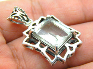 Joli classique bleu Quartz pierre précieuse 925 pendentif en argent Sterling attrayant bijoux faits à la main placage acier inoxydable breloques femmes - Product Image 3