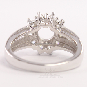 Anillo de plata de ley 925 con zirconia cúbica redonda, joyería de boda, semimontaje, 6 MM, todos los tamaños - Product Image 6