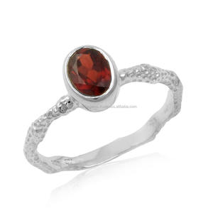 Granate Natural clásico, banda de textura de piedras preciosas de Plata de Ley 925, anillo de ajuste de bisel apilable para fiesta, venta al por mayor, stock listo - Product Image 4