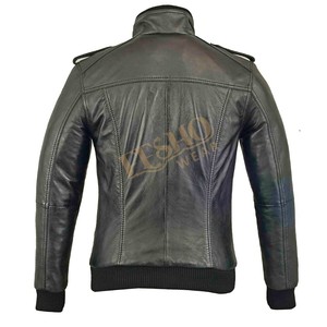 Veste en cuir d'agneau pour homme, style coréen, coupe ajustée, col montant, élégante, style motard, bomber, durable, approvisionnement OEM - Product Image 2
