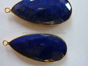Lunette en forme de poire en Lapis Lazuli en argent sterling 925 plaquée or Emballage du sac du fabricant - Product Image 3
