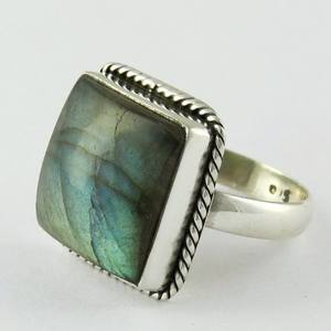 Bague carrée en Labradorite au Look Royal en argent Sterling 925, bijoux en argent Antique, bijoux en argent en ligne - Product Image 3