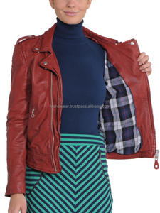 Chaqueta de cuero marrón para mujer de primera calidad Slim Fit elegante transpirable invierno moda prendas de vestir exteriores buena calidad señoras abrigo - Product Image 2