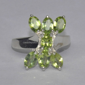 PeridotRing Engagement Wear Fine Silver <b>Ring</b> Oval Shape Stone Flower Shape <b>Ring</b> Fashion <b>Ring</b> Wholesale Manufacture Casa De Plata - Product Image 3
