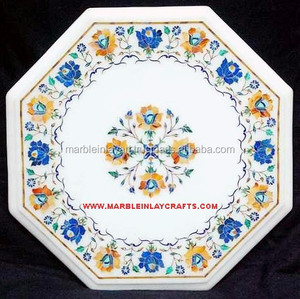 Octagonal Marble Inlay Table, Dining Marble Table Top - Product Image 1