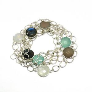 Incroyables colliers en argent Sterling 925 de forme ronde Multi pierre, exportateur et grossiste bijoux en argent uniques - Product Image 5