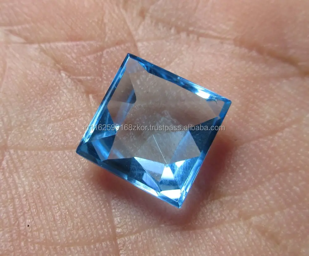 Topaze bleue suisse naturelle coupe carrée pierres précieuses en vrac en gros semi-précieuses pour la fabrication de bijoux bagues pendentifs fins