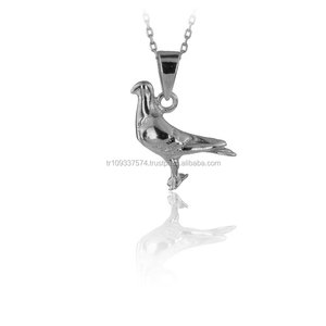 14K sólido Amarillo Blanco oro paloma colgante collar perla fina incrustada Animal joyería mujeres fiestas compromisos hechos a mano - Product Image 3