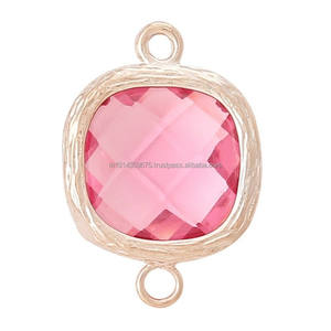 Connecteur de pierre de naissance unisexe avec lunette en diamant à facettes pierre précieuse plaqué or cadeau de pierre à la mode pour les enfants vente en gros - Product Image 3