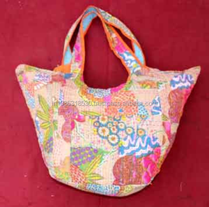 Khanta femmes Boho Hippie Hobo fronde fourre-tout Unique broderie florale Kantha couette sac à bandoulière fermeture éclair léger coton sacs à main - Product Image 2