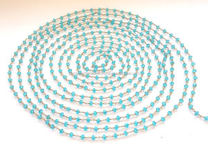 Hermosas cuentas de piedras preciosas de Topacio Azul, alambre chapado en oro, envuelto, piedras preciosas naturales, cuentas, Rosario, moneda, cadena, piedra facetada - Product Image 2