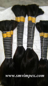 Cabello humano brasileño Virgen sin procesar, 45cm, a granel, rizado, fuerza de un solo donador, de la India - Product Image 5