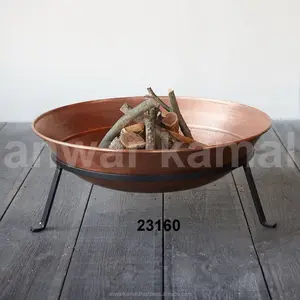 Pozo de fuego de cobre hecho a mano con soporte de hierro negro Pozo de fuego de calefacción al aire libre Nuevo diseño Pozo de fuego - Product Image 1