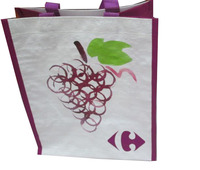 Sac à vin en PP Carrefour pour 6 bouteilles, sac de shopping promotionnel moyen