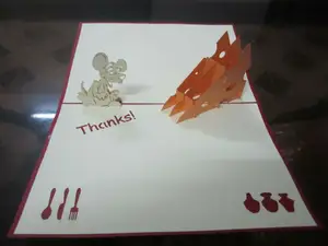 Mouse and cheese 3d pop up greeting card handmade