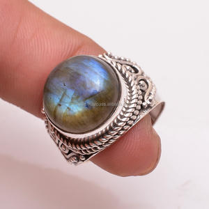 แหวนลาบราดอร์ไทต์ธรรมชาติขายส่งเครื่องประดับชั้นดี เครื่องประดับเงิน 925 แหวนเงินแฮนด์เมดซัพพลายเออร์ - Product Image 1