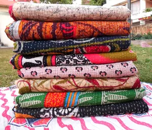 Смешанные партии индийских винтажных одеял Kantha ручной работы, двусторонние Kantha