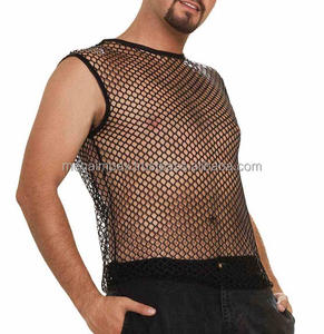 เสื้อกล้ามตาข่ายผู้ชายสีดำแบบใหม่ - Product Image 1