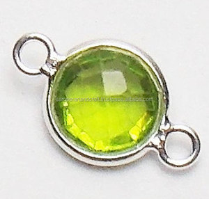 Peridoto cuarzo bisel plateado oro Natural Multi piedra preciosa joyería hecha a mano piedra natal Boho conectores - Product Image 3