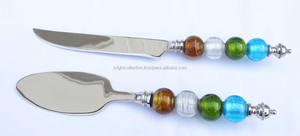 Four-Color <b>Beads</b> Handle Cake Knife Server Set Custom Color Stainless Steel silver Polished Blade Serving Set of 02 Pieces - Product Image 2