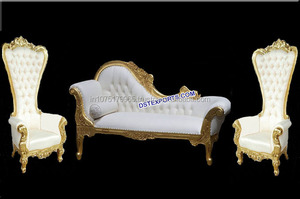 Chaise trône à dossier haut pour événement de mariage Ensemble de canapés en métal laiton doré Dernières chaises à dossier haut avec canapé Royaume-Uni - Product Image 2