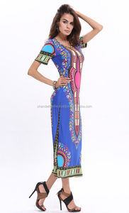 Robe Dashiki africaine pour femmes, robe traditionnelle africaine imprimée Dashiki, robe moulante à manches courtes, robe longue en coton, imprimé Dashiki - Product Image 6