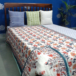 Couette réversible moderne de luxe en coton 100% imprimé, fabriquée à la main à Jaipur, par le fabricant indien Ghani Booti, taille double, écologique - Product Image 4