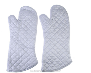 Mitaines de four en coton de haute qualité à motif uni de couleur blanche pour four fournisseur en Inde - Product Image 1