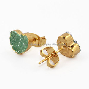 Heart Shape Druzy 925 Sterling Silver Fashion Gemstone Silver Fancy Jewellery Druzy Stone <b>Earring</b> - Product Image 3
