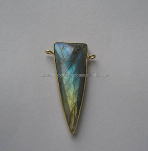 28x12mm labradorita punta de flecha Briolette perla estilo religioso colgante fino 925 bisel de plata esterlina encantadores colgantes" - Product Image 1