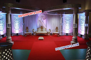 Boda musulmana, escenario tallado dorado, fibra de boda, pilar de escenario, boda india, venta al por mayor, la mejor configuración de Satge, Australia - Product Image 5