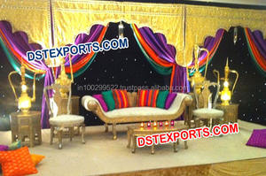 Ensemble de toile de fond blanche et bleue pour scène de mariage, rideaux de toile de fond pour table de mariage, rideaux de toile de fond en tissu pour mariage - Product Image 3