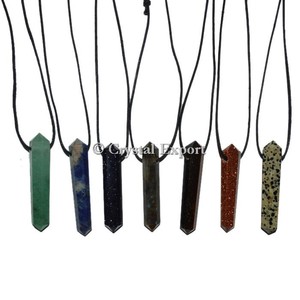 Mix Agate Gemstone Unisex Anniversary Charm Pendants with Leather Cord - Product Image 1