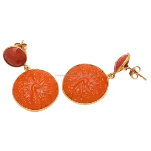 Orange Chalcedony Jewelry Earring Ultimate Handmade Earring Gemstone Beautiful Earrings