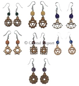 Chakra Healing ชุดต่างหู: 2015ร้อนคอลเลกชัน Chakra Healing ต่างหูทองเหลือง-คริสตัลส่งออก - Product Image 1