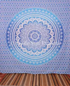 Tapeçaria de parede ombre, decoração boêmia para pendurar na parede, conjunto de cama 100% algodão, arte decorativa para casa, parede, mandala, praia